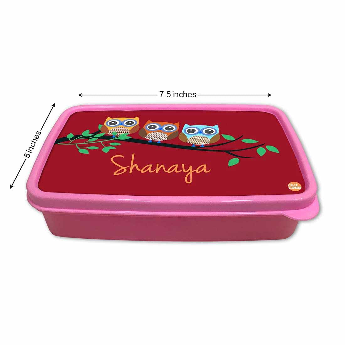 Personalized Snack Box for Kids Plastic Lunch Box for Girls -Cute Owls Nutcase