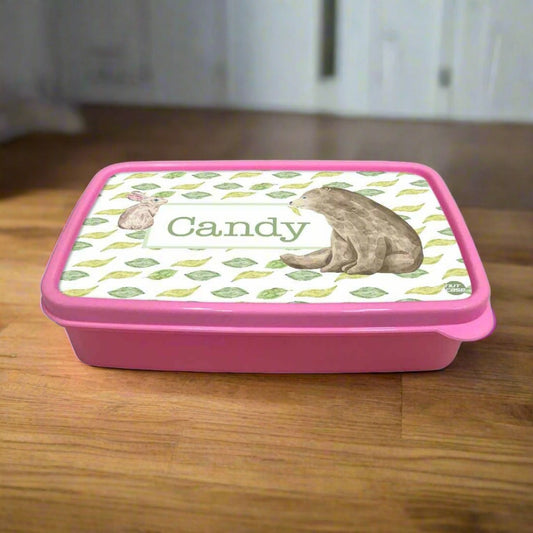 Custom Lunch Box With Name for Girl Snack Containers - Bear & Rabbit Nutcase
