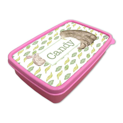 Custom Lunch Box With Name for Girl Snack Containers - Bear & Rabbit Nutcase