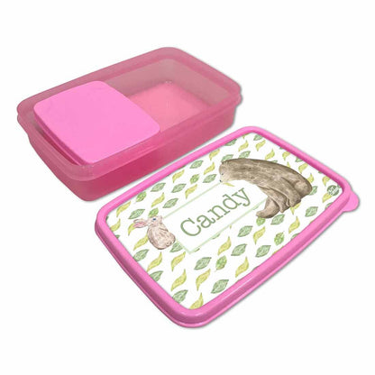 Custom Lunch Box With Name for Girl Snack Containers - Bear & Rabbit Nutcase