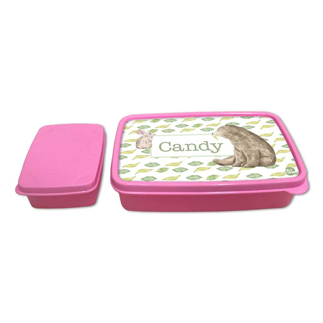 Custom Lunch Box With Name for Girl Snack Containers - Bear & Rabbit Nutcase