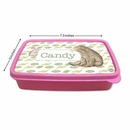 Custom Lunch Box With Name for Girl Snack Containers - Bear & Rabbit Nutcase