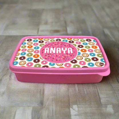 Personalized Snack Box for Kids Plastic Lunch Box for Girls -Doughnuts Nutcase