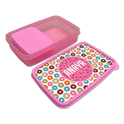 Personalized Snack Box for Kids Plastic Lunch Box for Girls -Doughnuts Nutcase