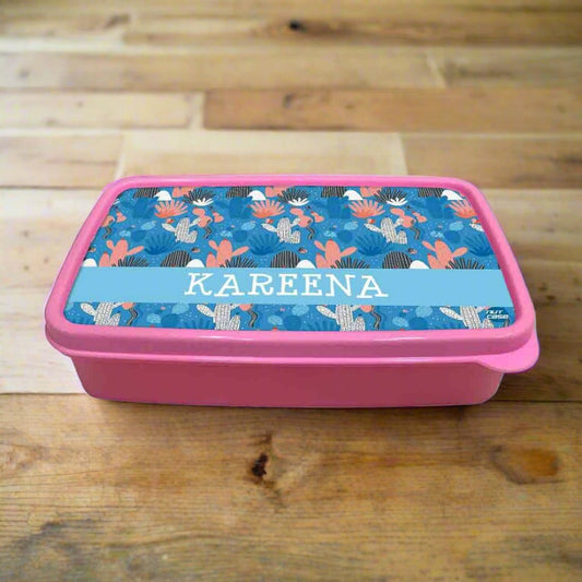 Personalised Lunch Box for Girls Snack Containers - Cactus Plant Nutcase