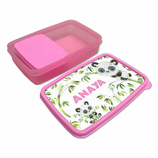 Plastic Custom Lunch Box With Name for School Girls - Cute Panda Nutcase