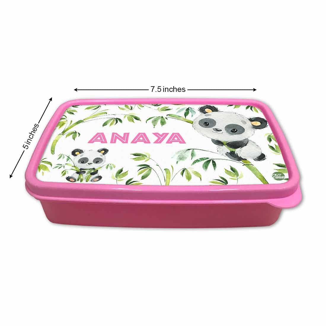 Plastic Custom Lunch Box With Name for School Girls - Cute Panda Nutcase