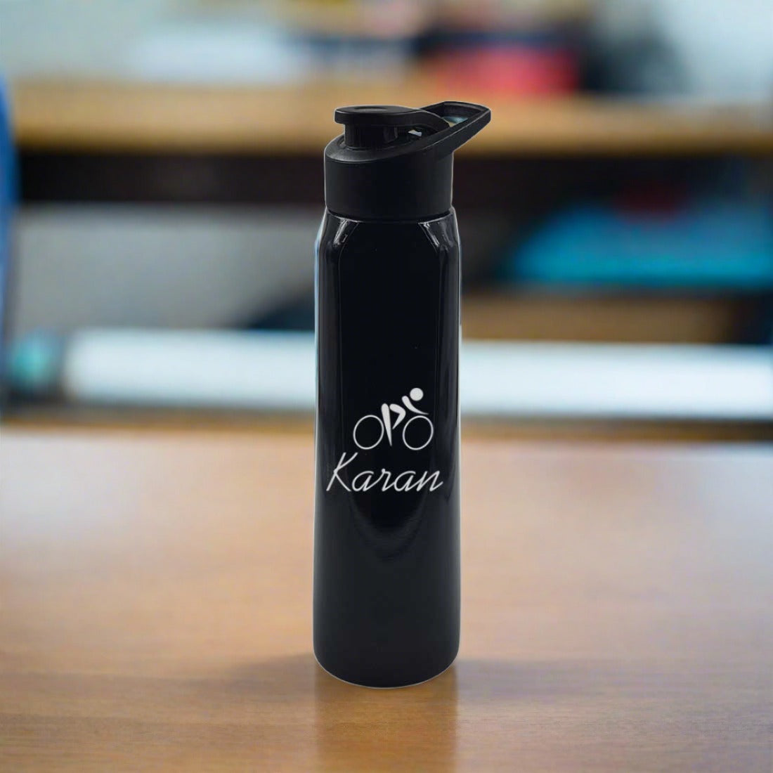 Custom Printed Water Bottle with Engraving Name for School Office use - Cycling