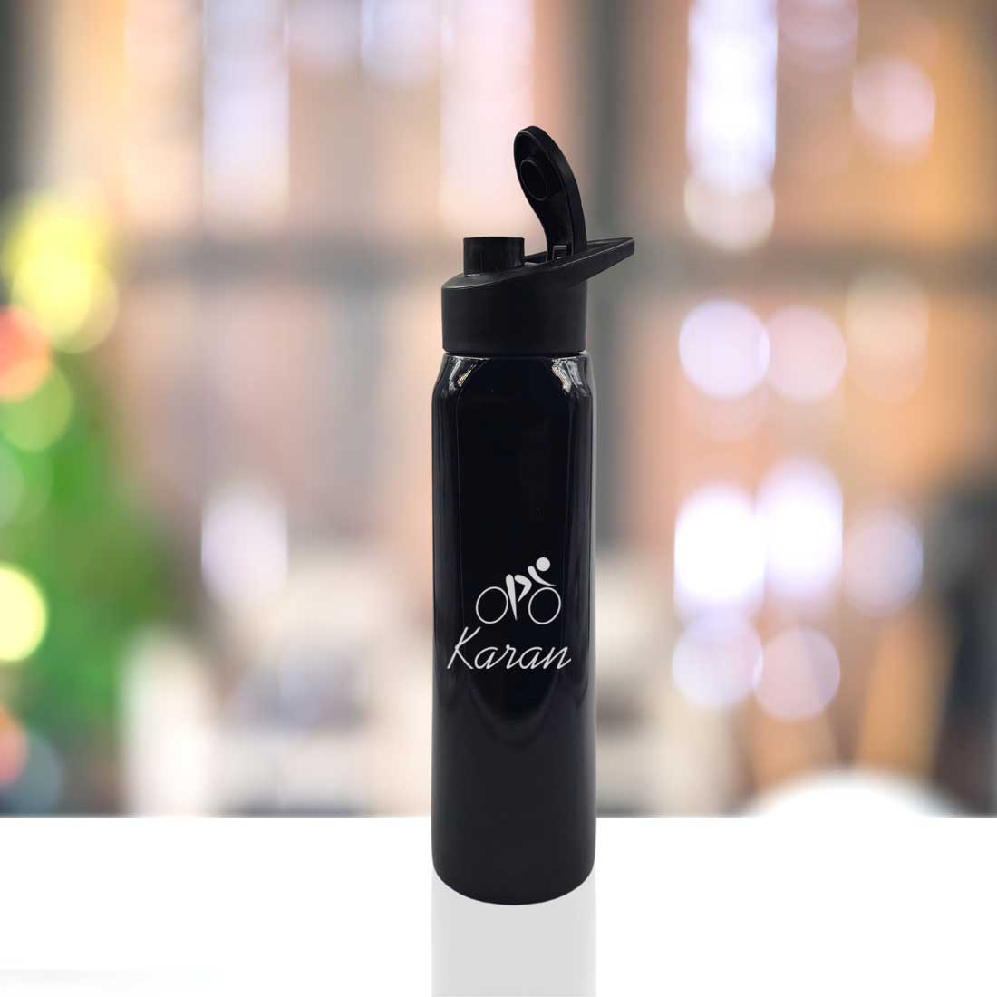 Custom Printed Water Bottle with Engraving Name for School Office use - Cycling