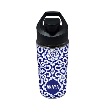 Personalized Bottle For Girls - Blue Tiles