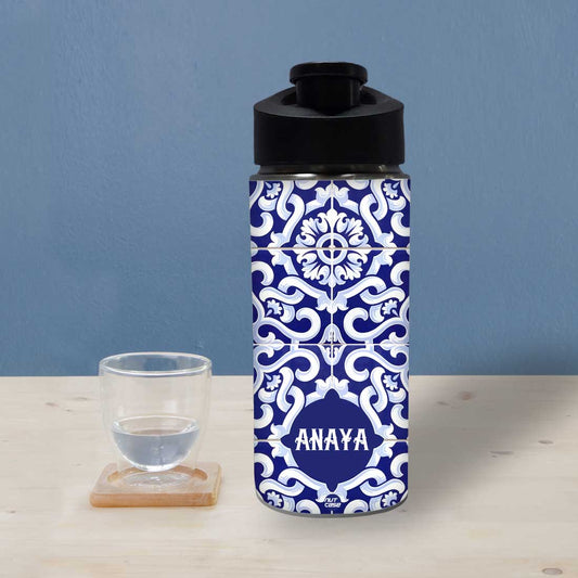 Personalized Bottle For Girls - Blue Tiles