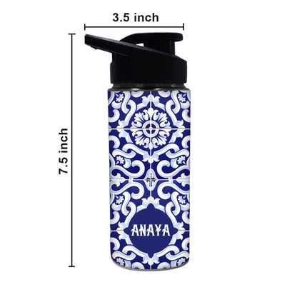 Personalized Bottle For Girls - Blue Tiles