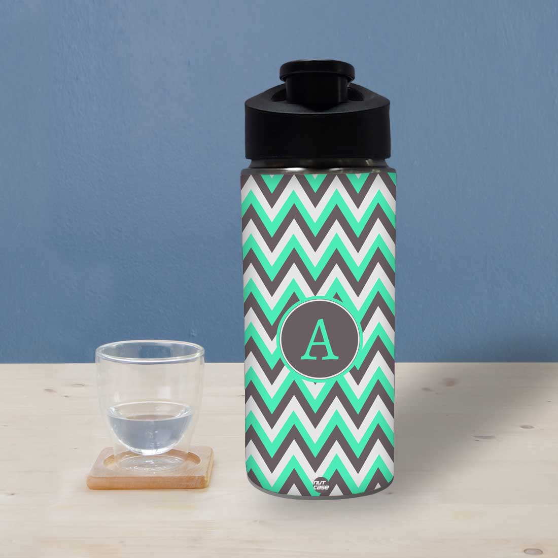 Personalized Bottle With Name - Green and White Strips Nutcase
