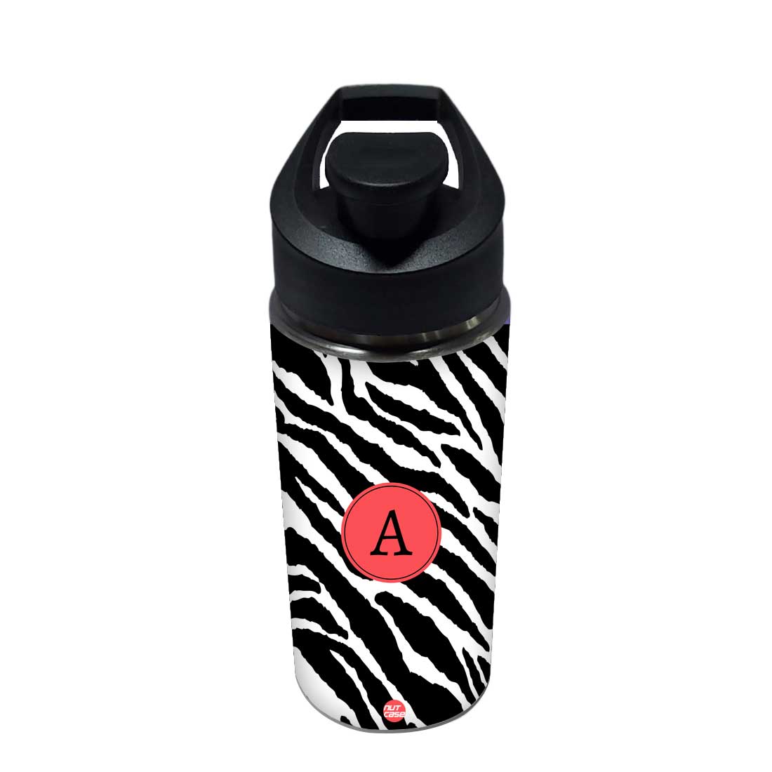 Personalized Bottle With Name - Black and White Strips Nutcase