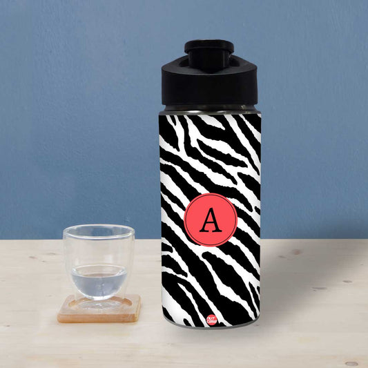 Personalized Bottle With Name - Black and White Strips Nutcase