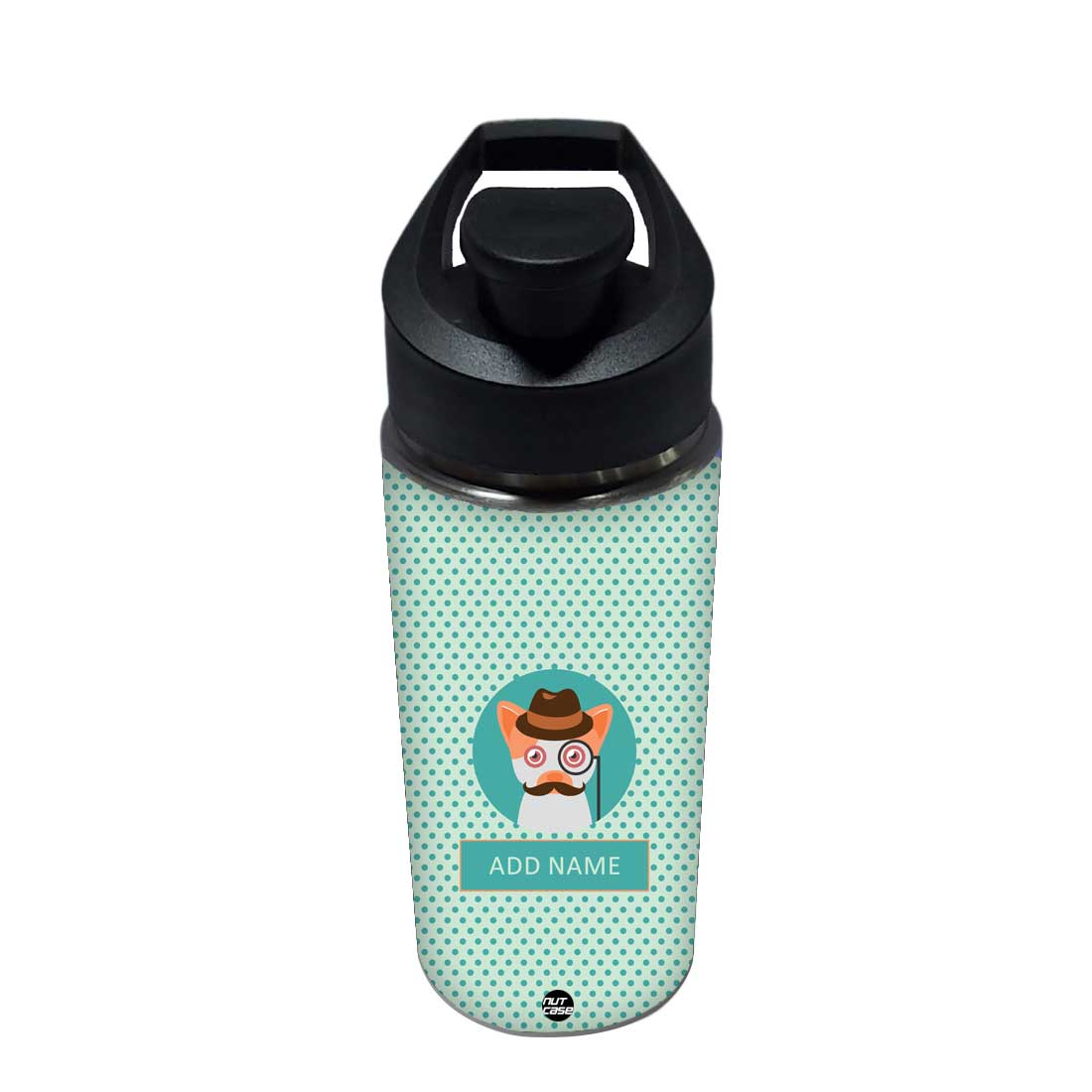 Cute Water Bottle For Kids Personalized - Spy Cat Nutcase