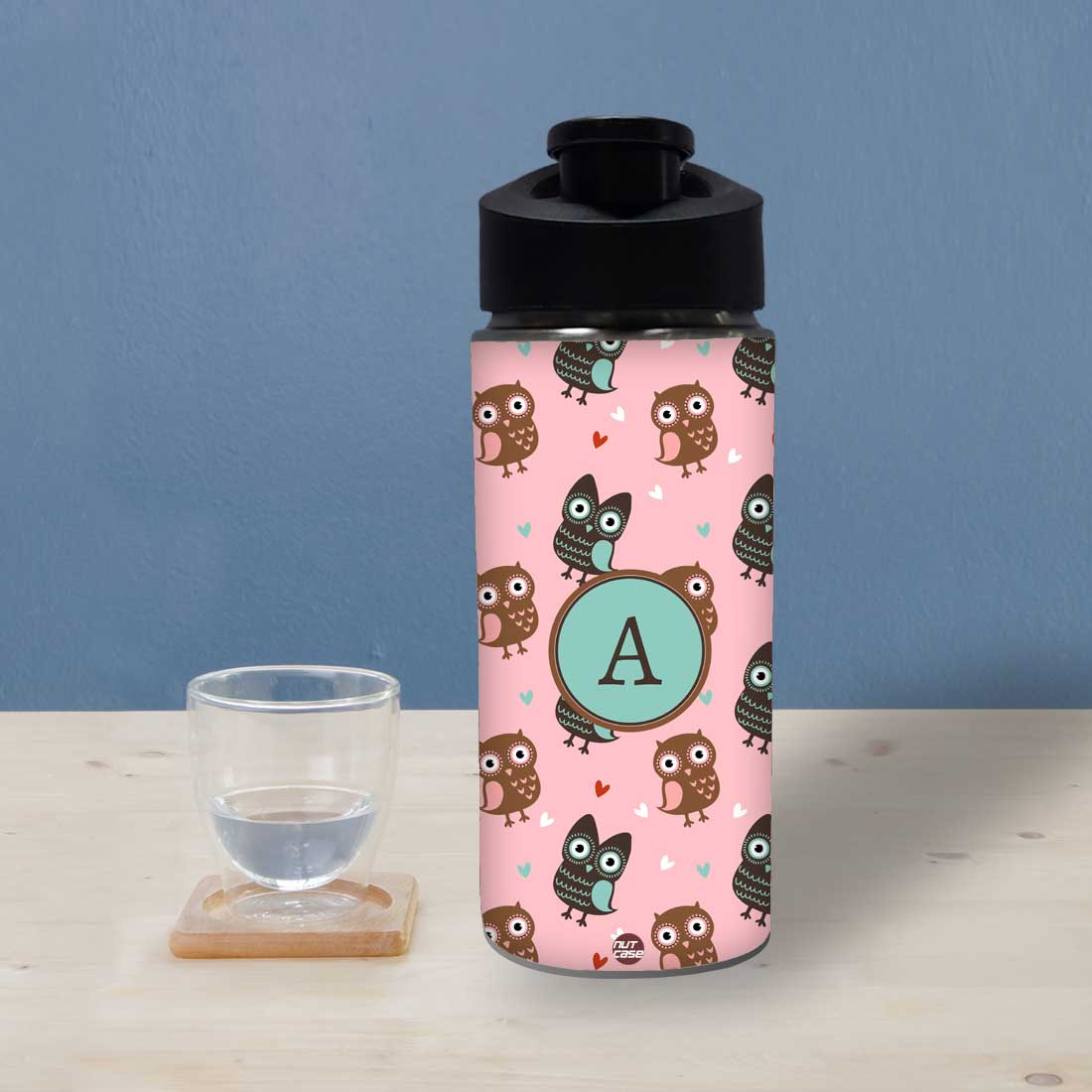 Customized Bottle With Name - Cute Owl Nutcase