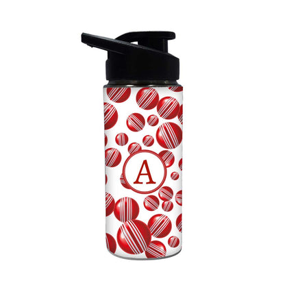 Personalized Sports Water Bottle For Kids  - Red Cricket Ball Nutcase