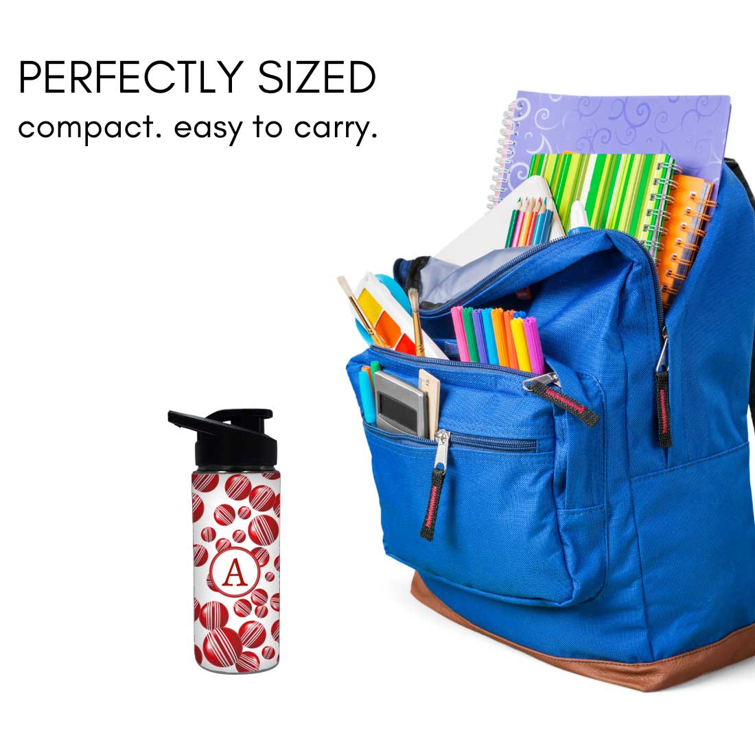 Personalized Sports Water Bottle For Kids  - Red Cricket Ball Nutcase