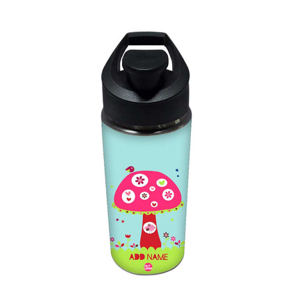 Customized Sipper Bottle With Name - Pink Mushroom Nutcase