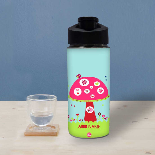 Customized Sipper Bottle With Name - Pink Mushroom Nutcase