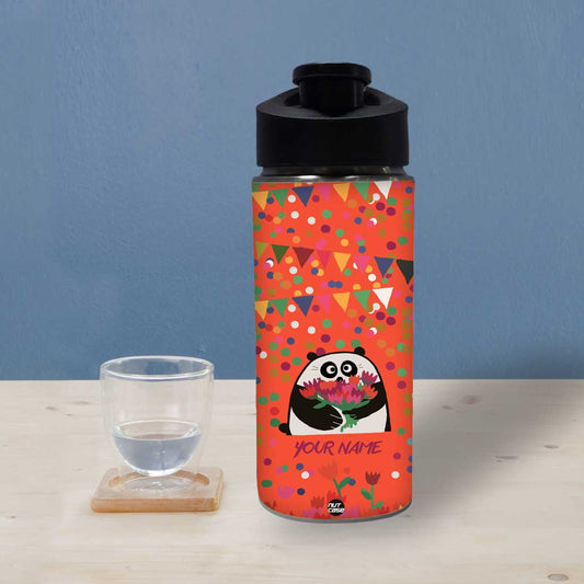 Personalized Bottle With Name - Floral and Panda Nutcase