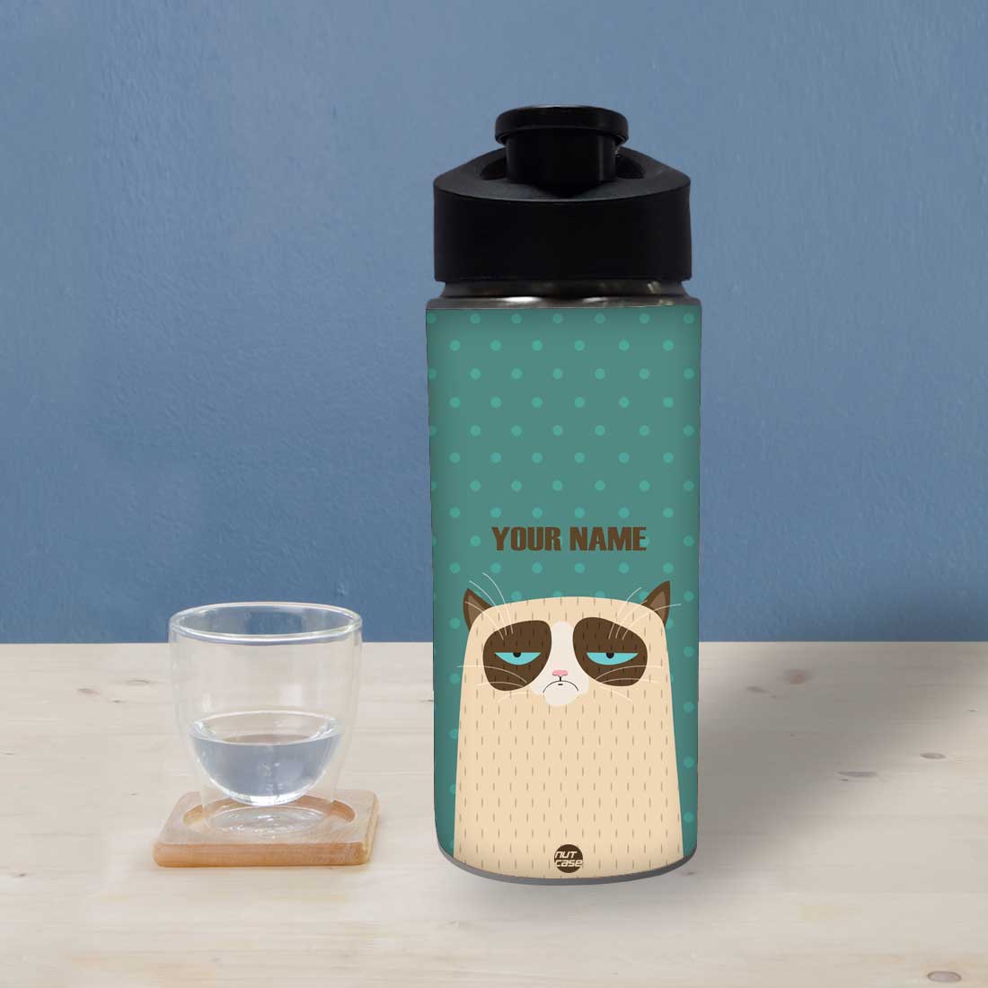Personalized Water Bottle With Name - Lazy Cat Nutcase