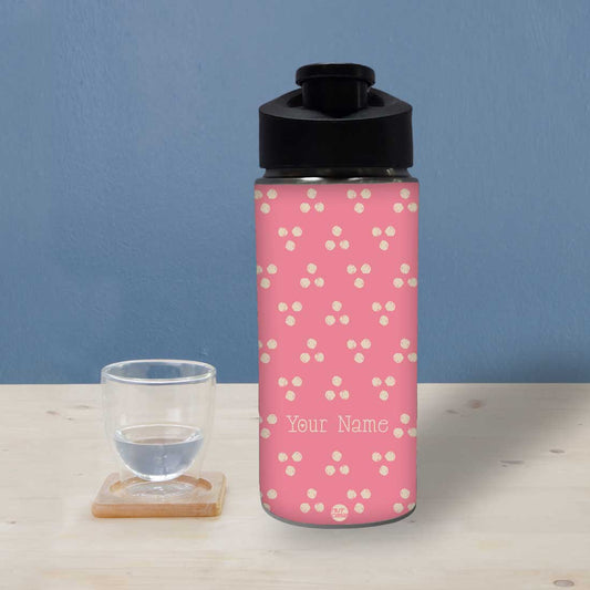 Personalized Bottle With Name - Dots with Pink Background Nutcase