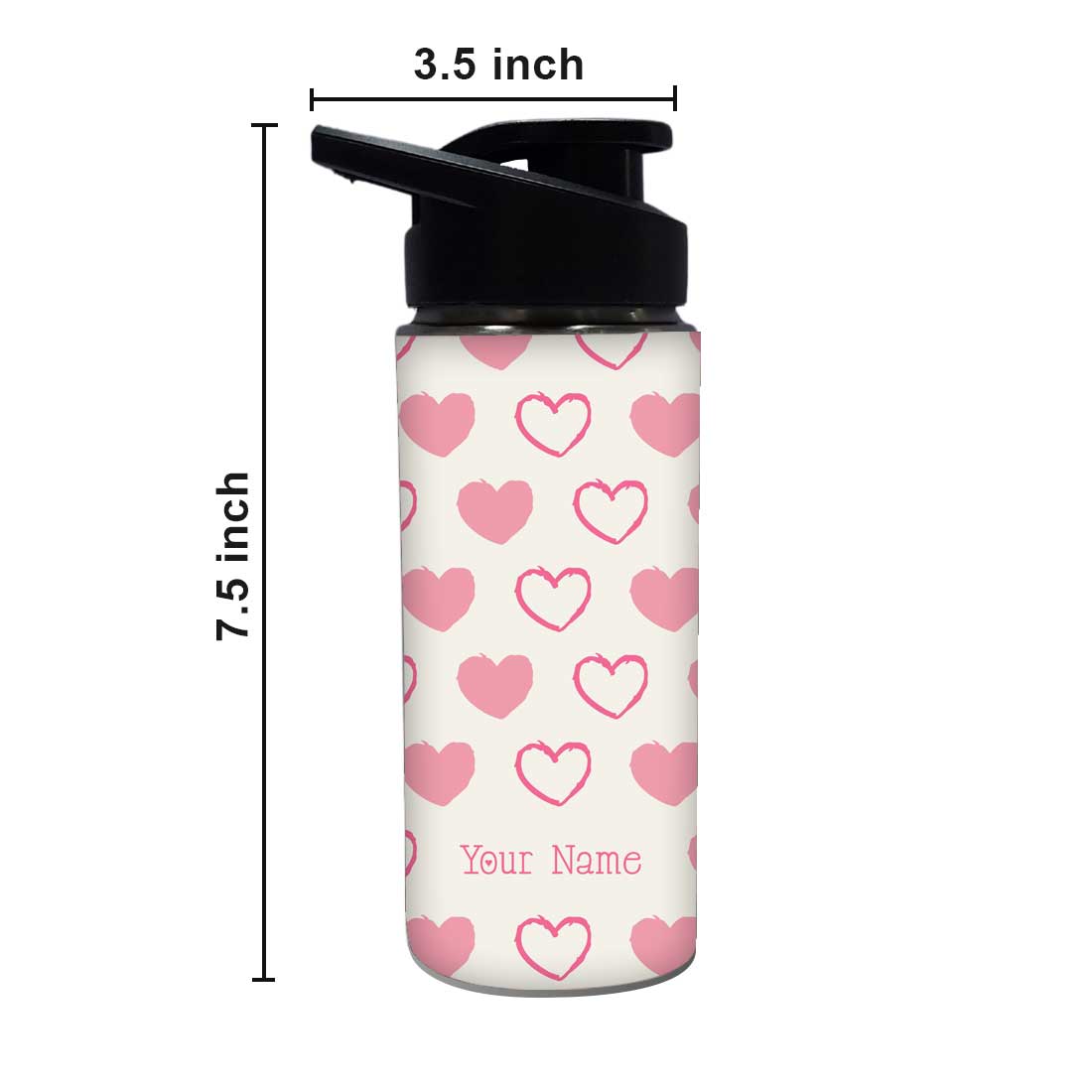 Personalized Bottle With Name - Pink Heart Nutcase