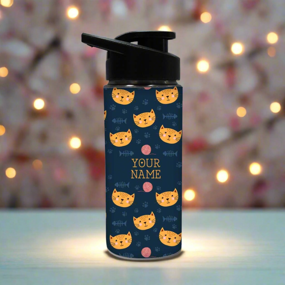 Personalized Sipper Bottle For Kids - Cat Foot Print Nutcase