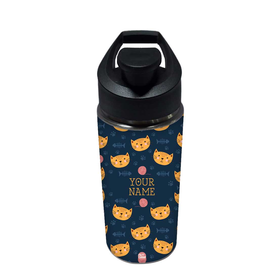 Personalized Sipper Bottle For Kids - Cat Foot Print Nutcase