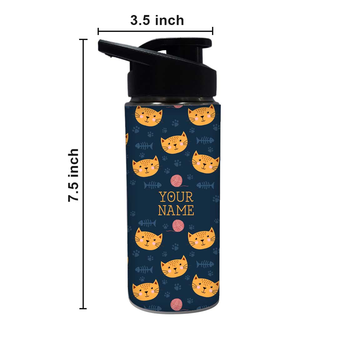 Personalized Sipper Bottle For Kids - Cat Foot Print Nutcase