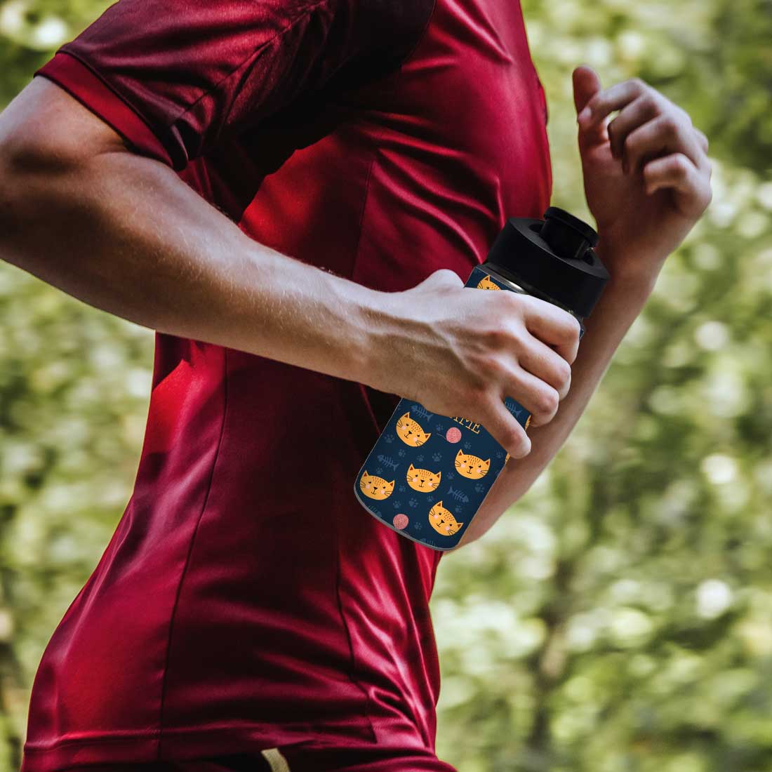 Personalized Sipper Bottle For Kids - Cat Foot Print Nutcase