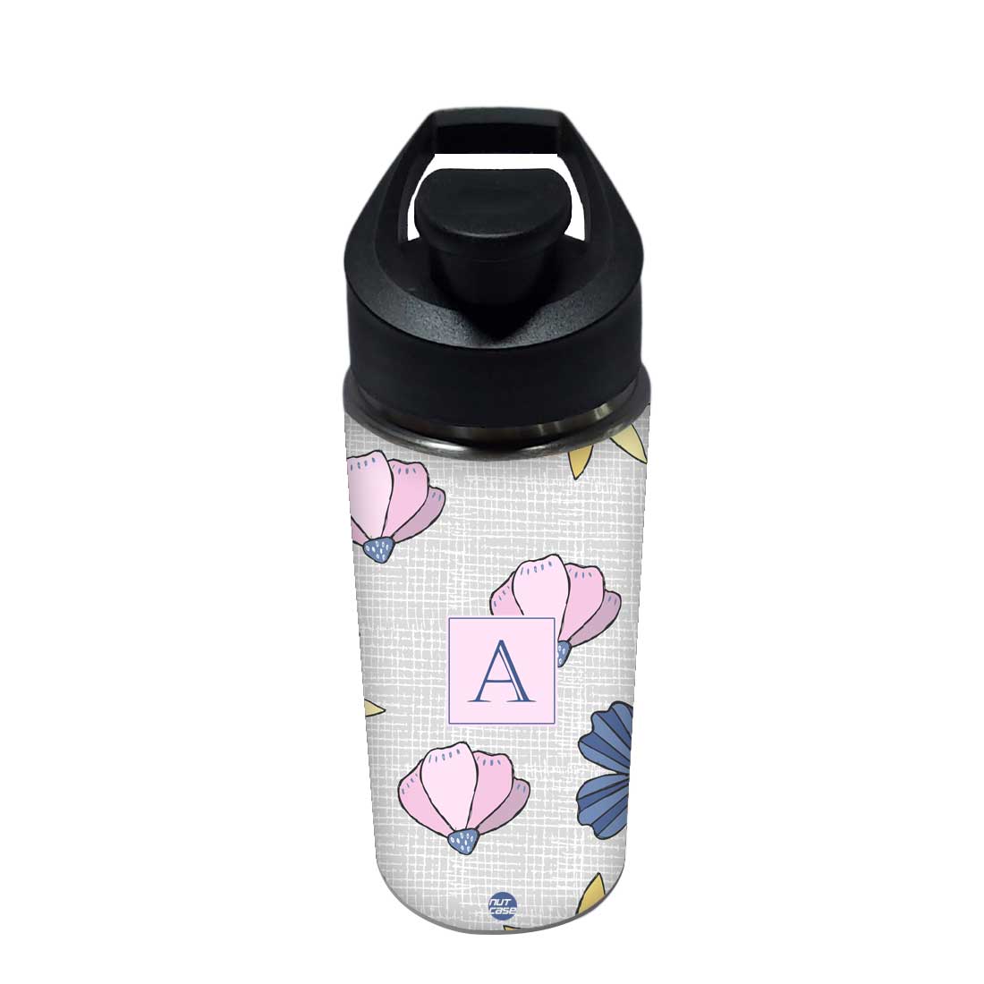 Customised Sipper Bottle With Name - Beautiful Flower Nutcase