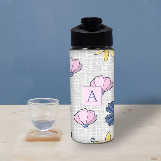 Customised Sipper Bottle With Name - Beautiful Flower Nutcase