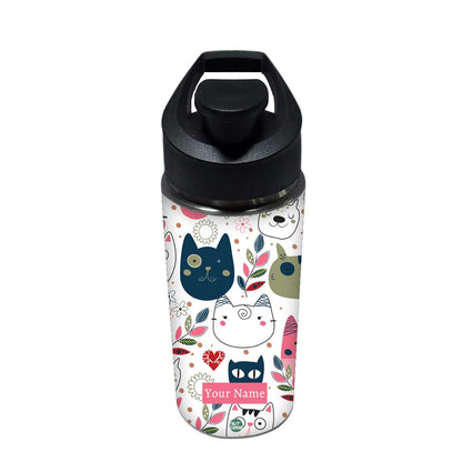 Personalized Bottle With Name - Funny Cat Nutcase