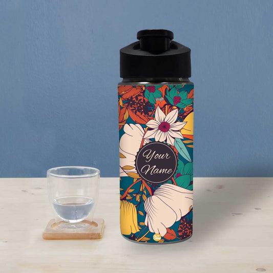 Customised Bottle With Name - Colorful Flower Nutcase