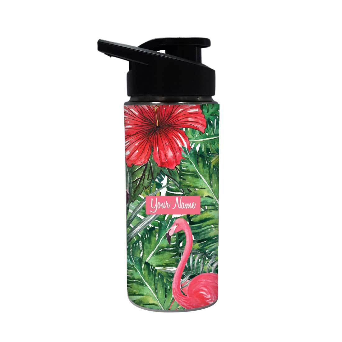 Personalized Water Bottle - Hibiscus and Swan Nutcase