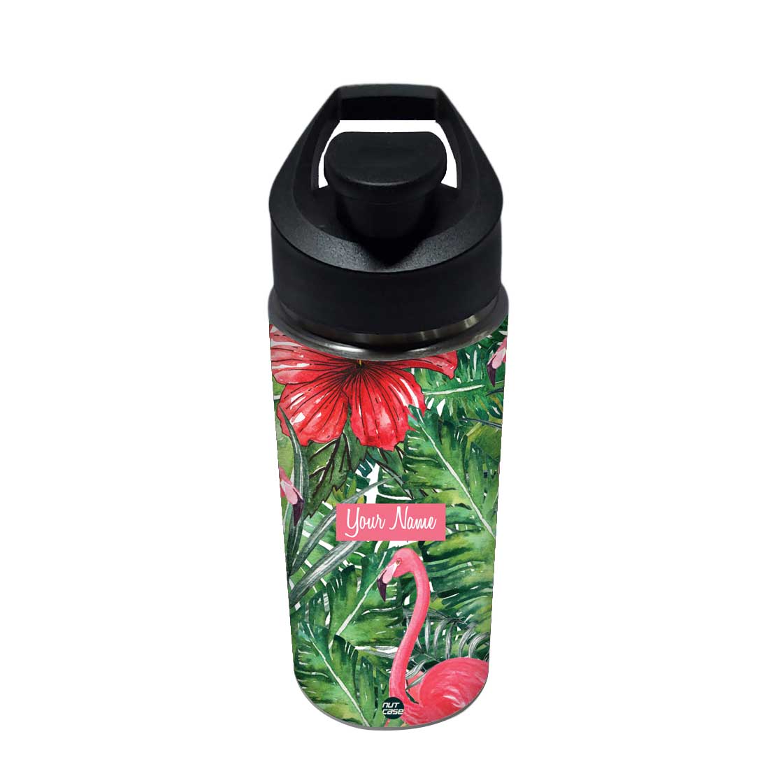 Personalized Water Bottle - Hibiscus and Swan Nutcase