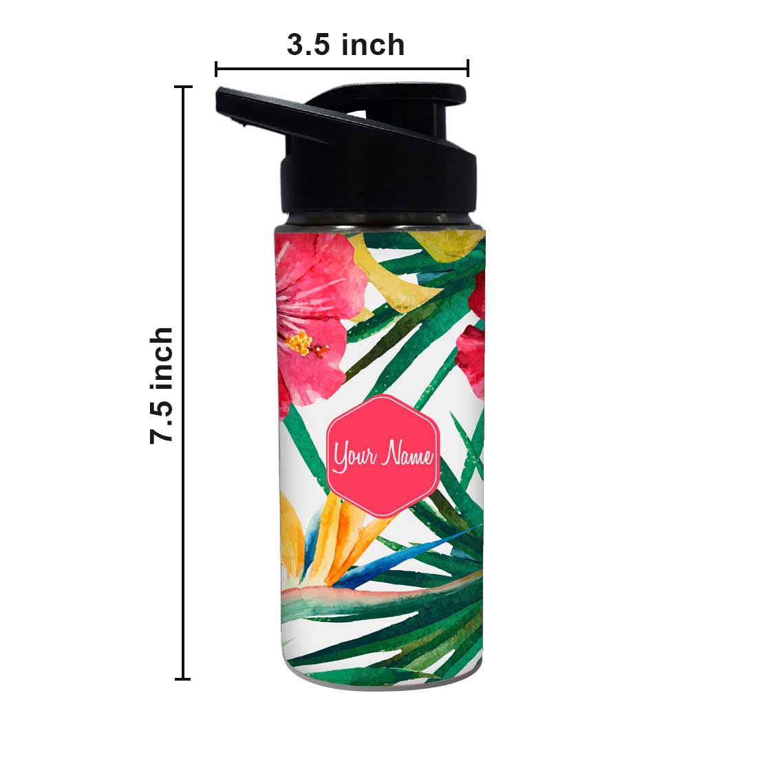 Customised Bottle With Name  - Hibiscus and Leaf Nutcase