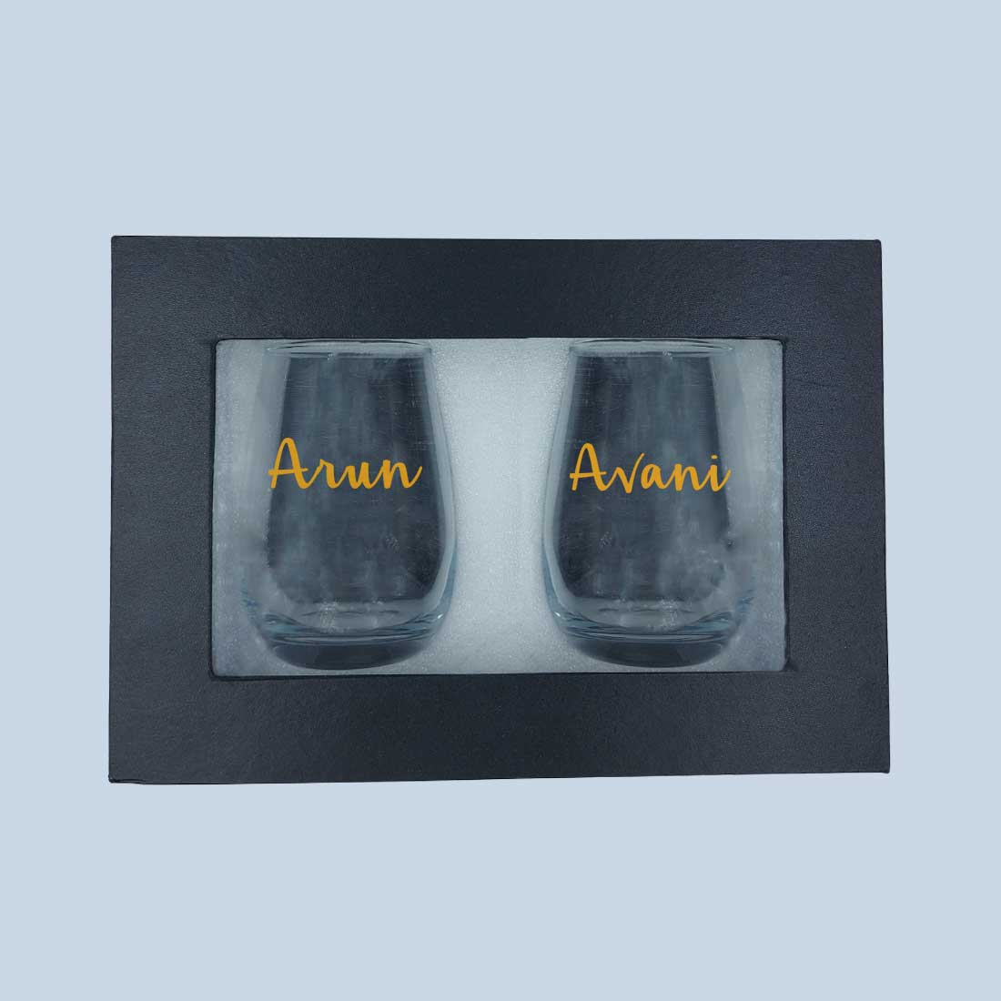 Personalized Printed Stemless Glasses With Gift Box Available in Black Pink Blue or Green Boxes
