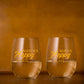 Personalized Stemless Wine Glasses Set of 2 With Gift Box Available in Black Pink Blue or Green Boxes
