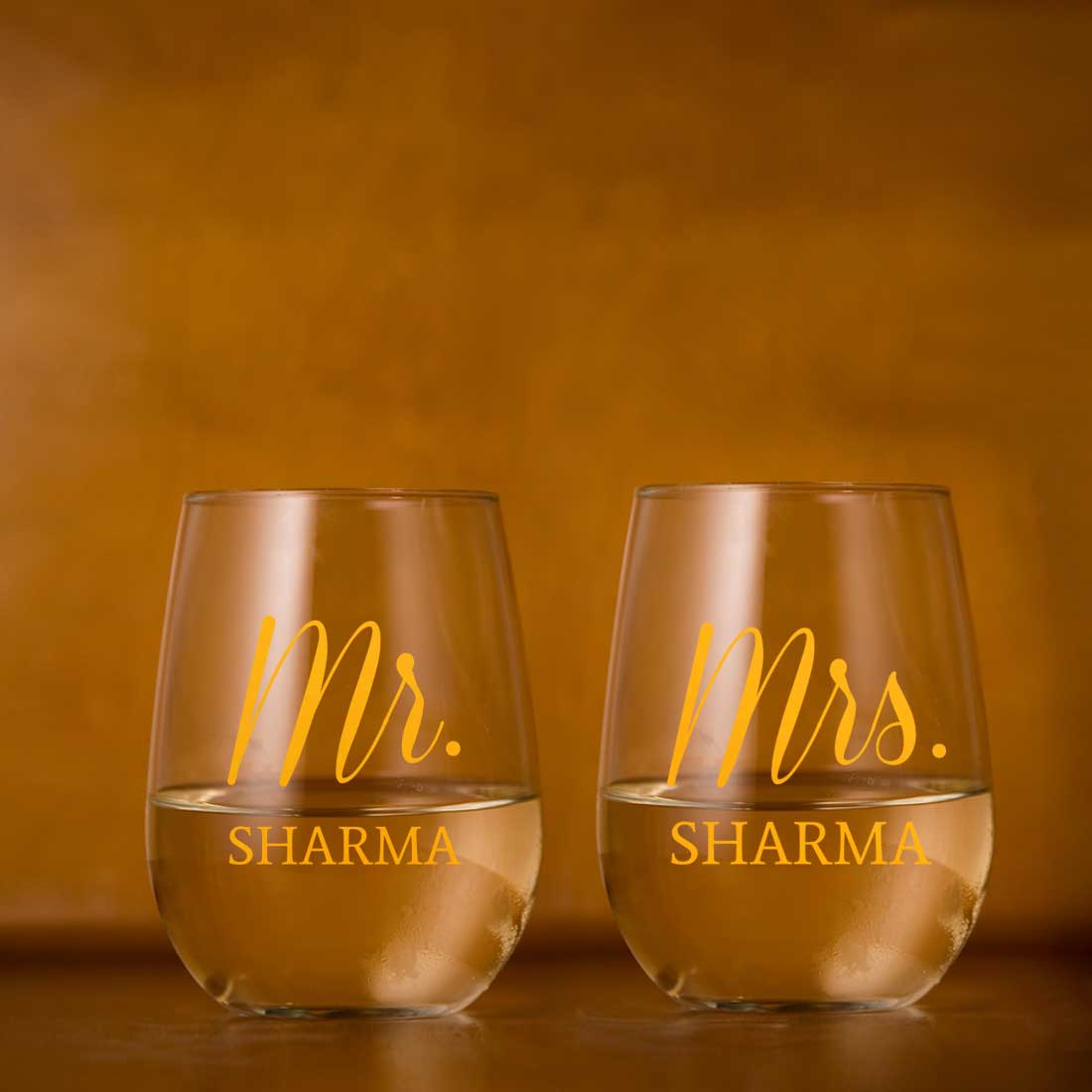 Classy Customized Stemless Wine Glass Set of 2 With Gift Box