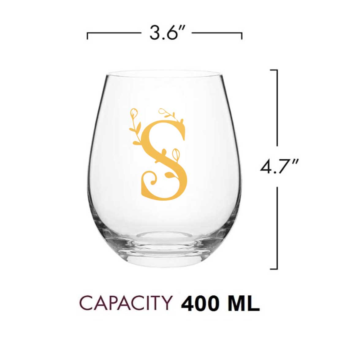 Personalized Cocktail Glass Single Custom Wine Glass - Monogram Floral