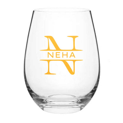 Personalized Drink Glass Custom Stemless Wine Glasses With Name  Monogram