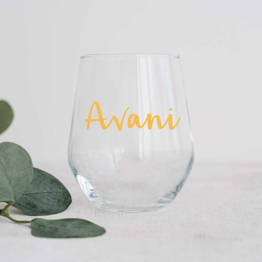 Personalized Stemless Wine Glass for Wines Whiskey Gin Multipurpose Bar Glasses - Add Name