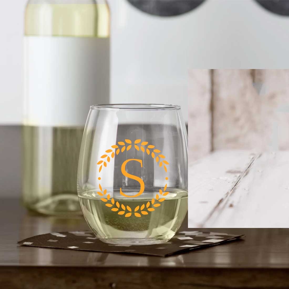 Personalized Bar Glasses Stemless Wine Glass With Name  - Monogram