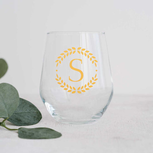 Personalized Bar Glasses Stemless Wine Glass With Name  - Monogram