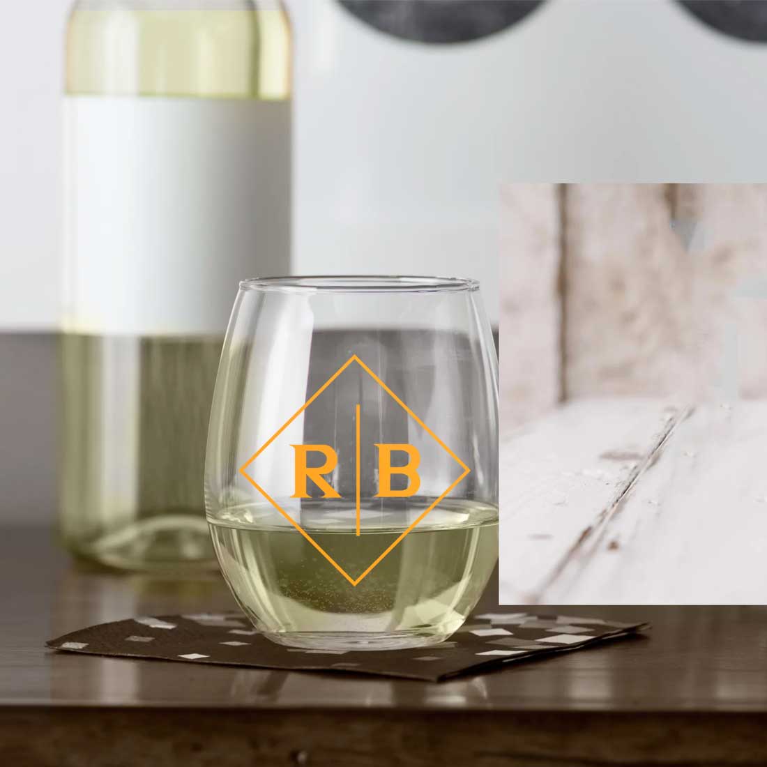 Personalized Wine Glass Single With Name - Initials