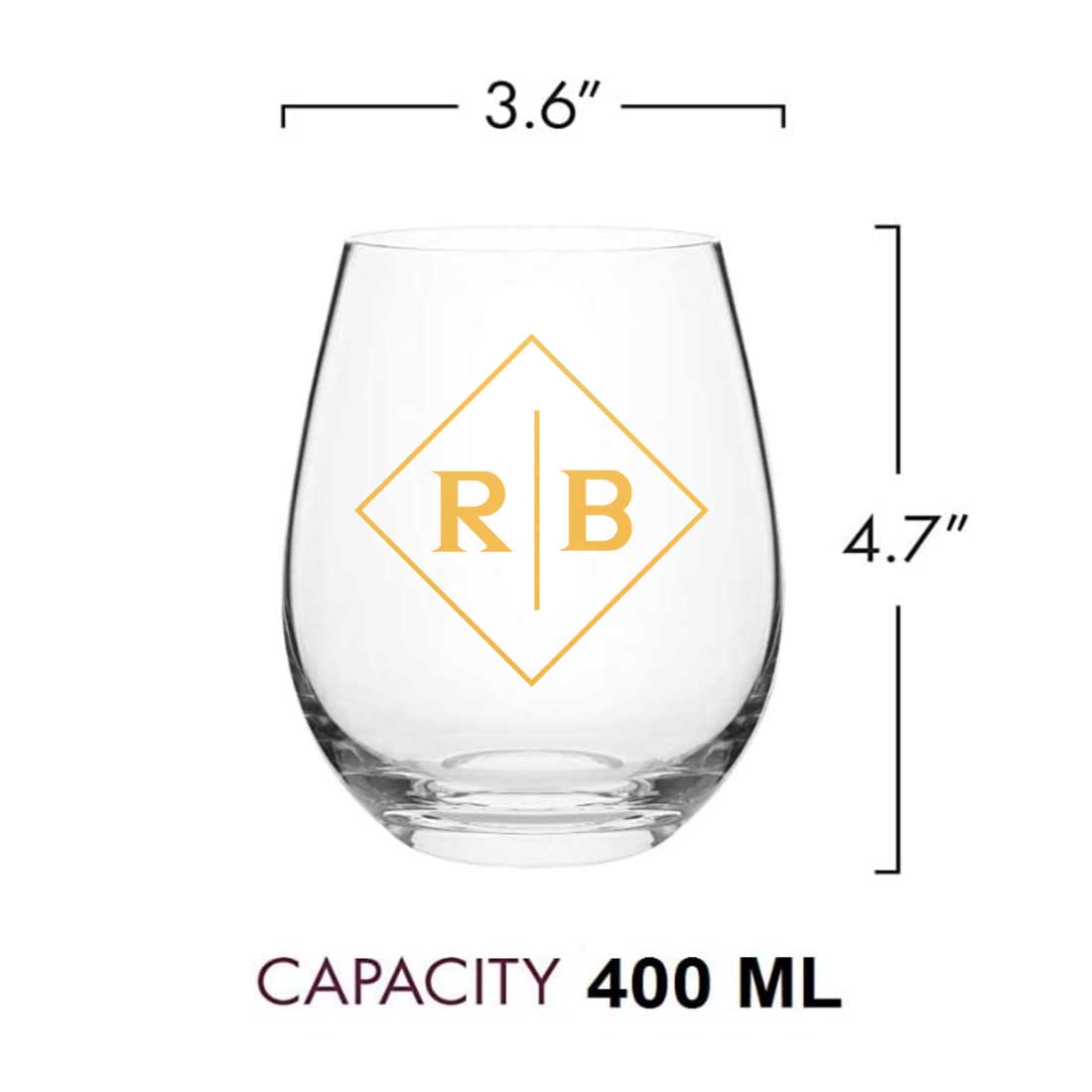 Personalized Wine Glass Single With Name - Initials